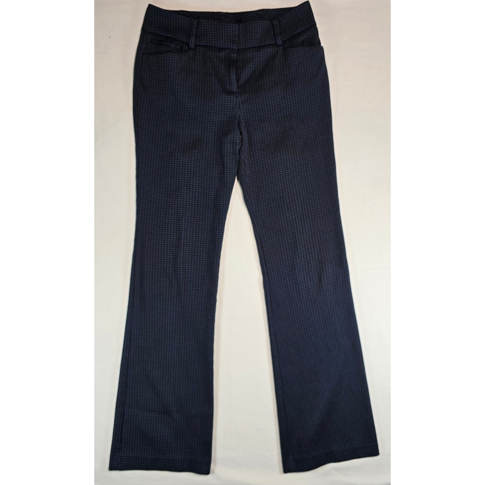 New York & Company 7th Avenue Dress Pants Navy Blue Houndstooth Bootcut Size 2